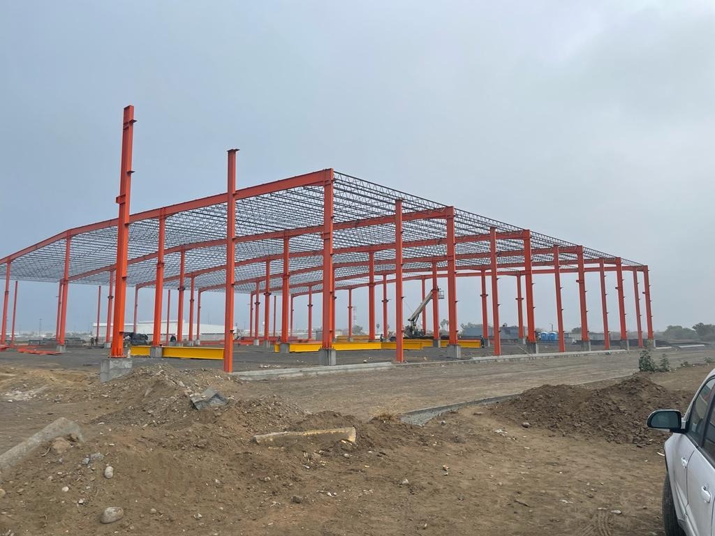 Interior view of steel barndominium frame